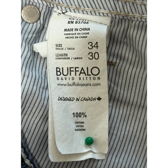 Buffalo David Bitton Dominik Straight Jeans Blue Mens Size 34x30 - Picture 5 of 9